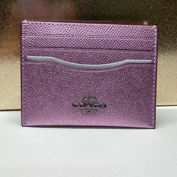 Coach pink metallic card case - Picture 2 of 8